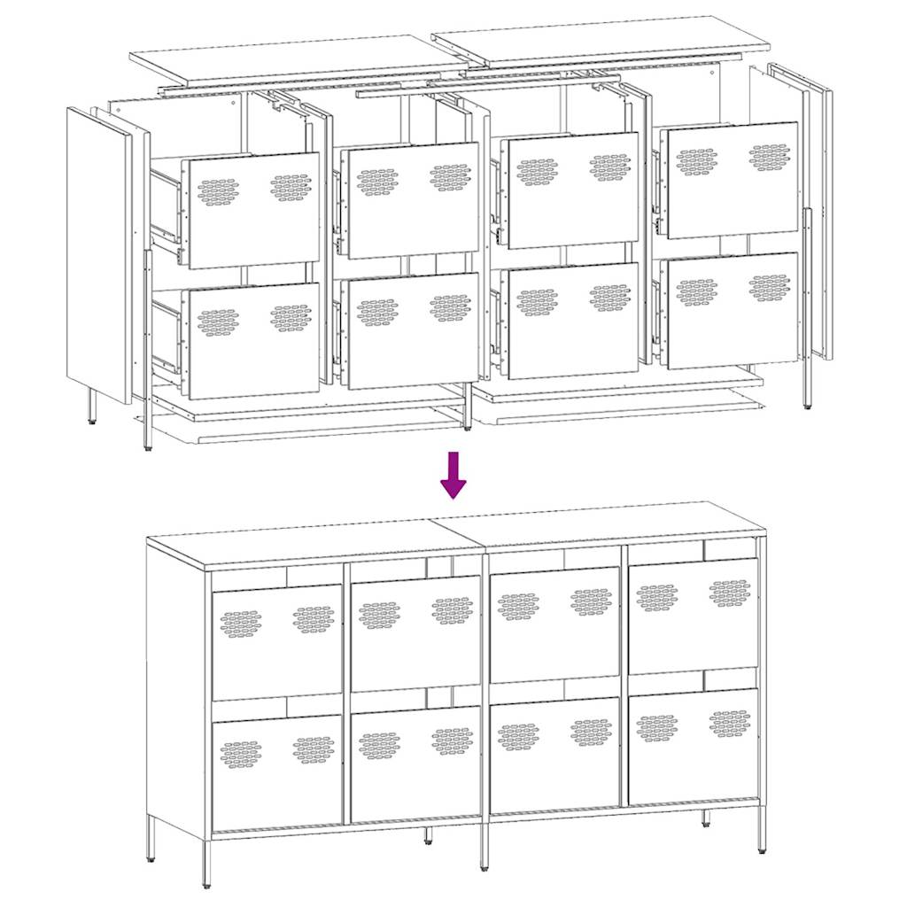 Buffet vert olive 135x39x73,5 cm acier laminé à froid - XIOS