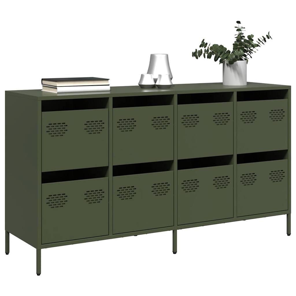 Buffet vert olive 135x39x73,5 cm acier laminé à froid - XIOS