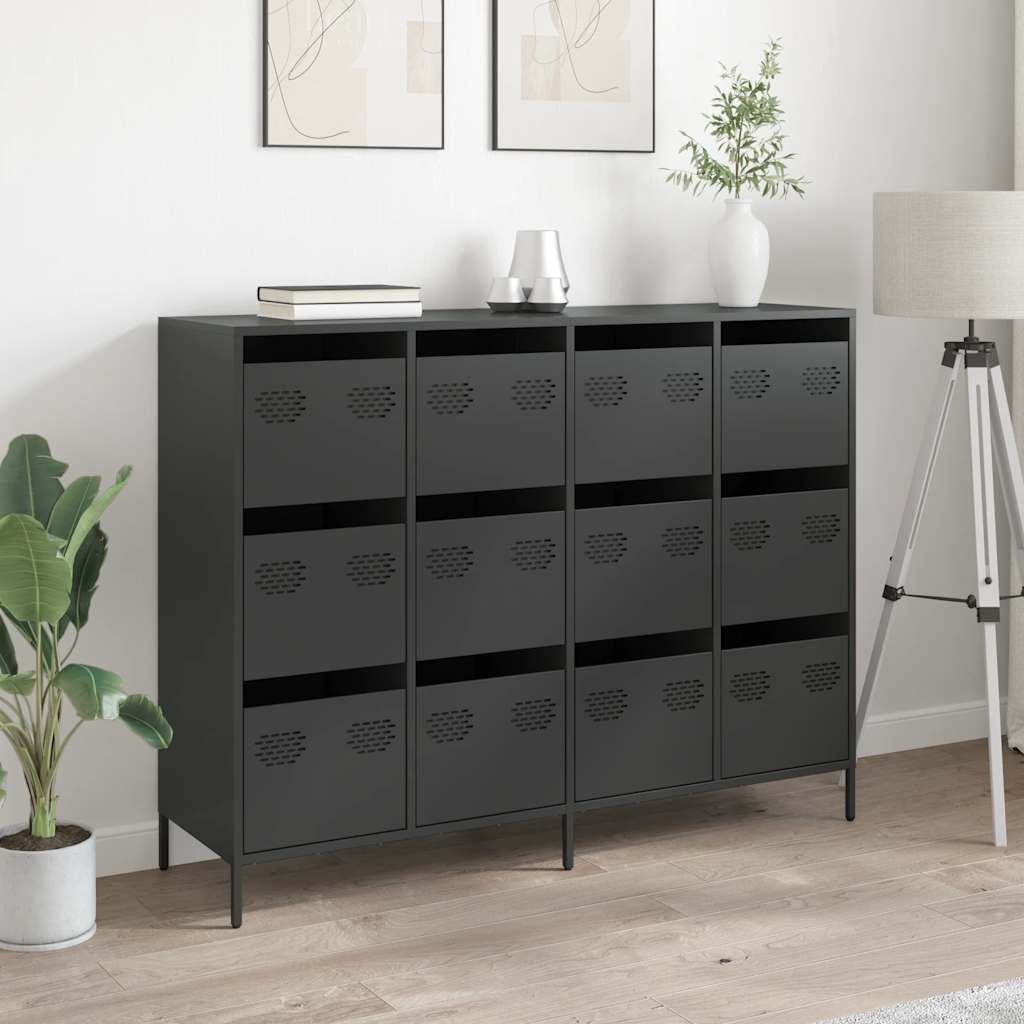 Buffet noir 135x39x103,5 cm acier laminé à froid - XIOS