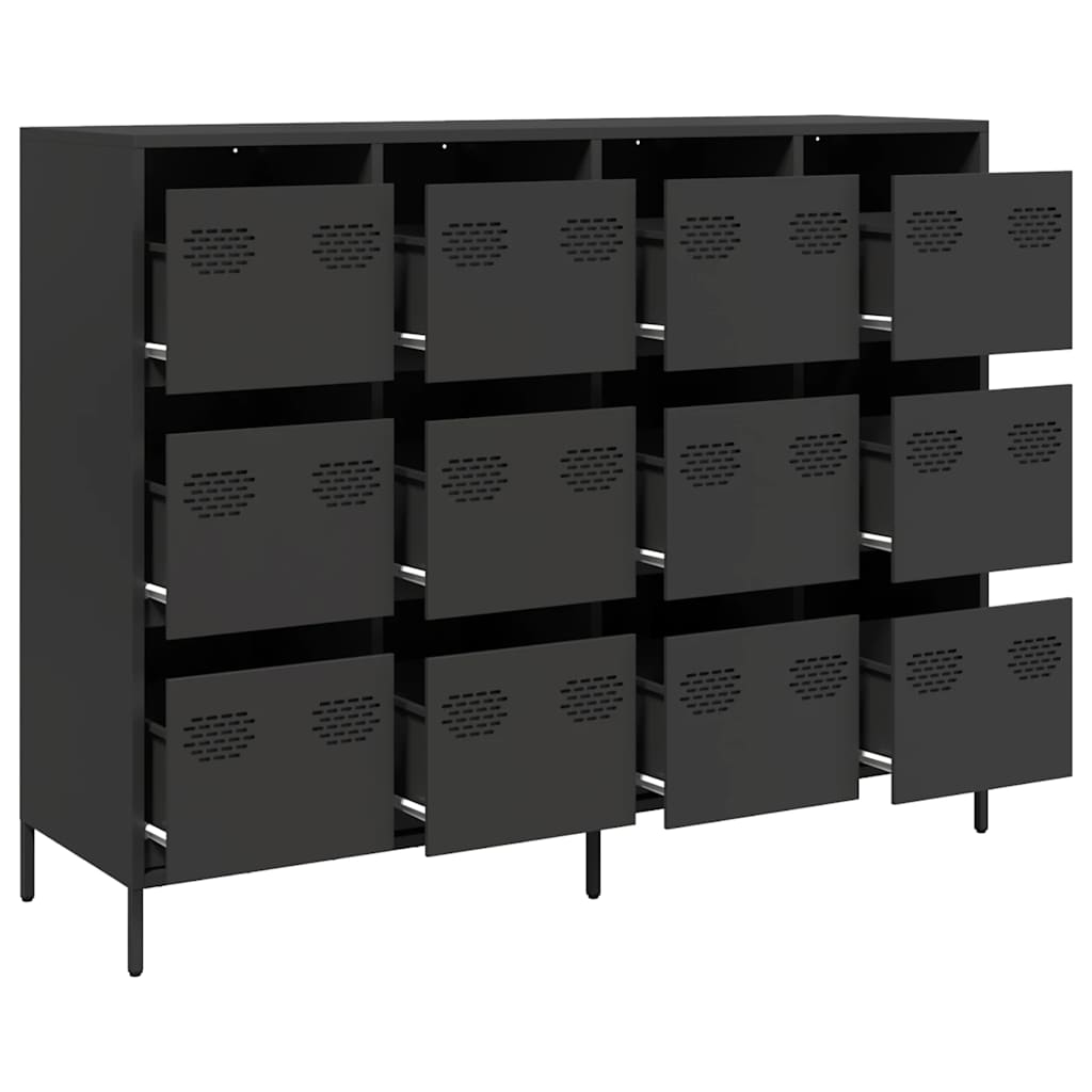 Buffet noir 135x39x103,5 cm acier laminé à froid - XIOS