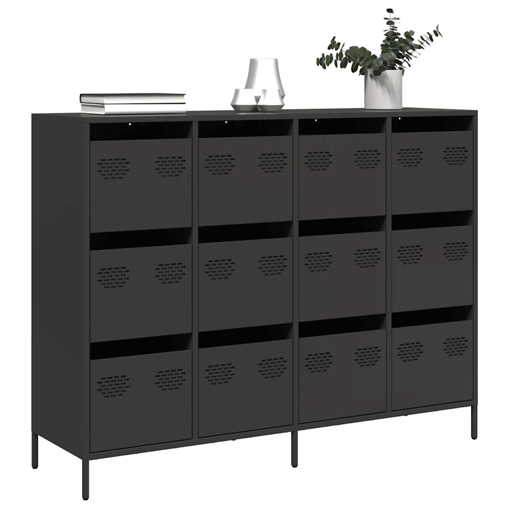 Buffet noir 135x39x103,5 cm acier laminé à froid - XIOS
