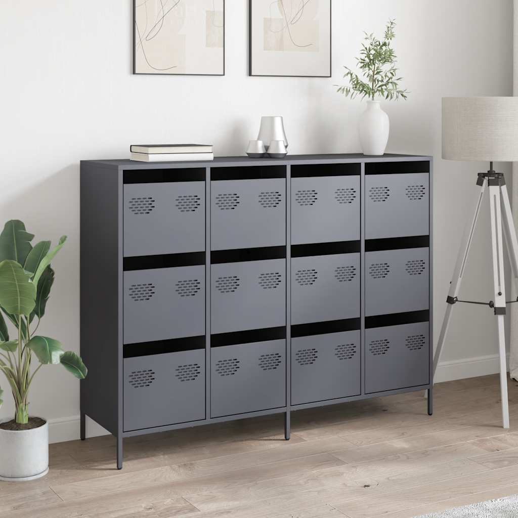 Buffet anthracite 135x39x103,5 cm acier laminé à froid - XIOS