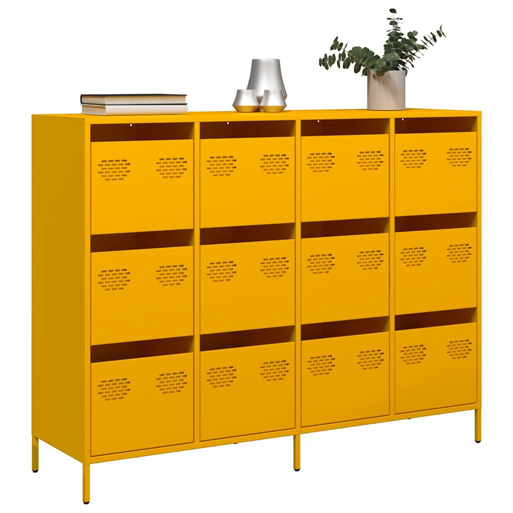 Buffet jaune moutarde 135x39x103,5 cm acier laminé à froid - XIOS