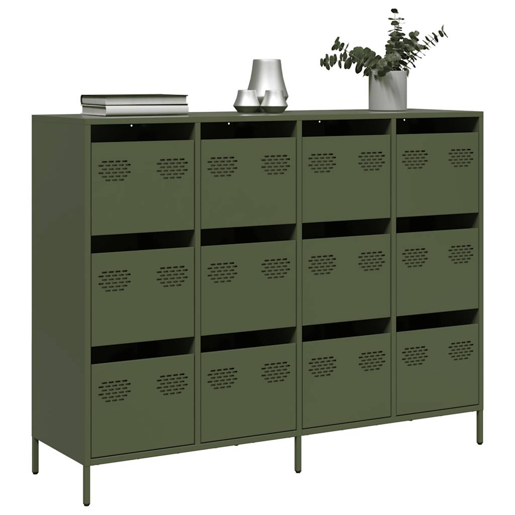 Buffet vert olive 135x39x103,5 cm acier laminé à froid - XIOS
