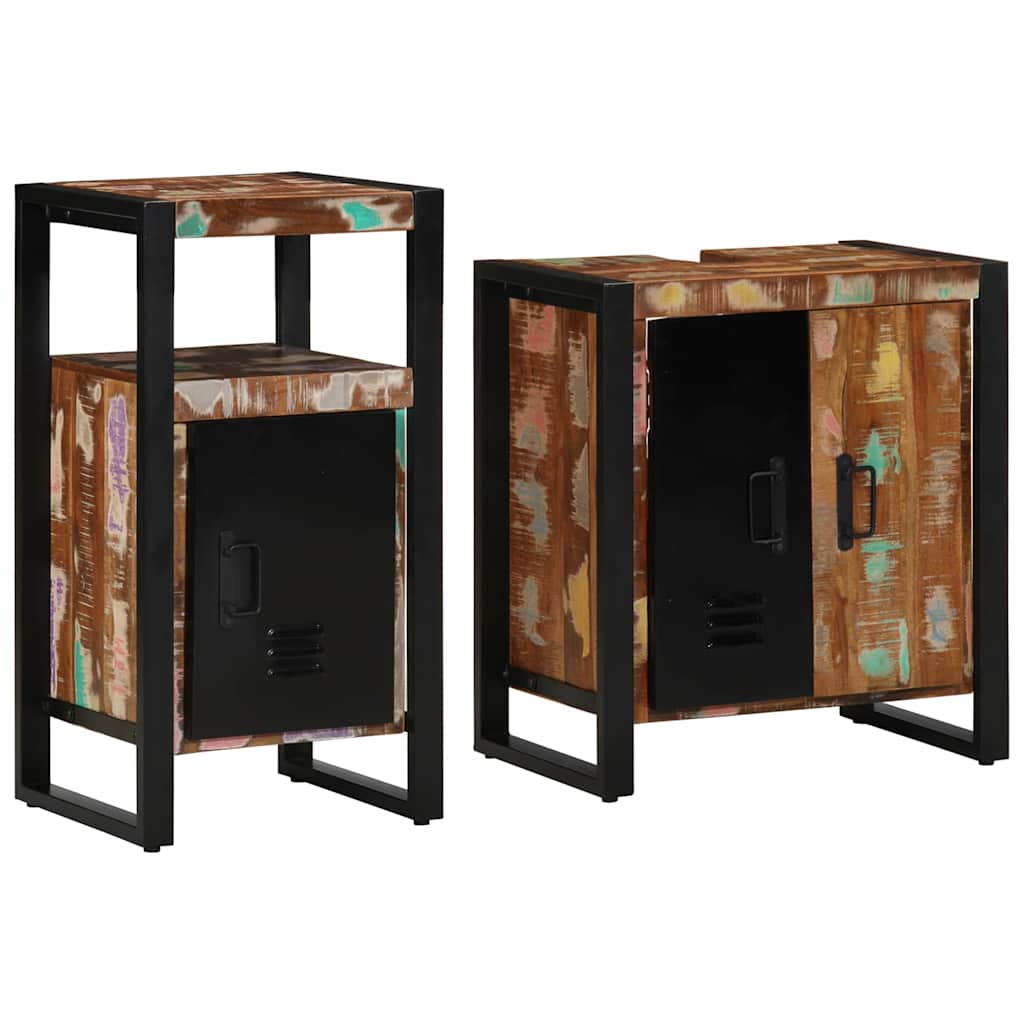 Ensemble de mobilier de salle de bain 2 pc Multicolore et noir
