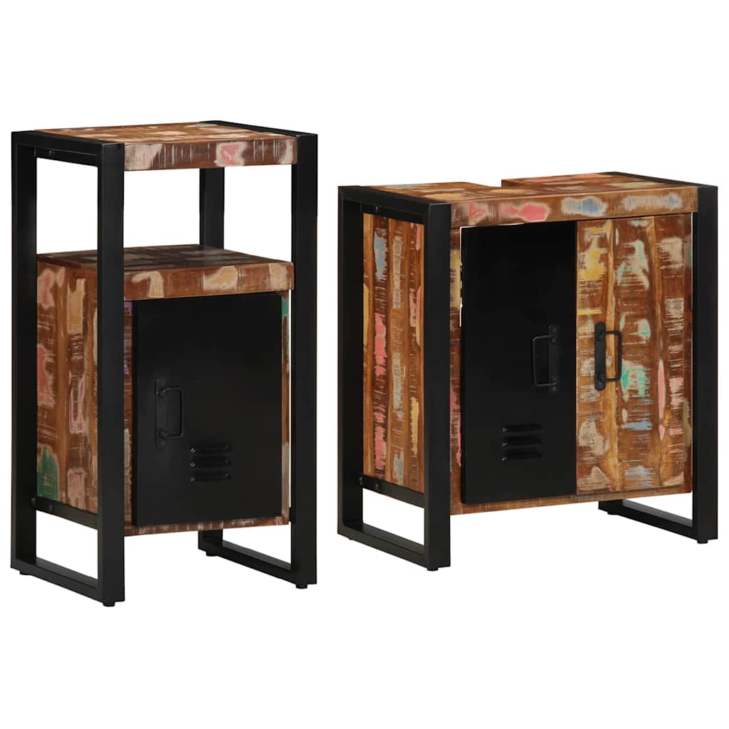 Ensemble de mobilier de salle de bain 2 pc Multicolore et noir