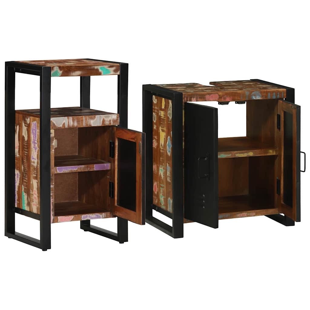 Ensemble de mobilier de salle de bain 2 pc Multicolore et noir