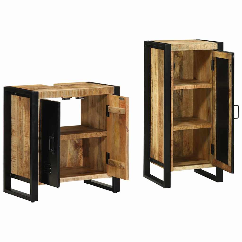 Ensemble de mobilier de salle de bain 2 pièces Marron et Noir