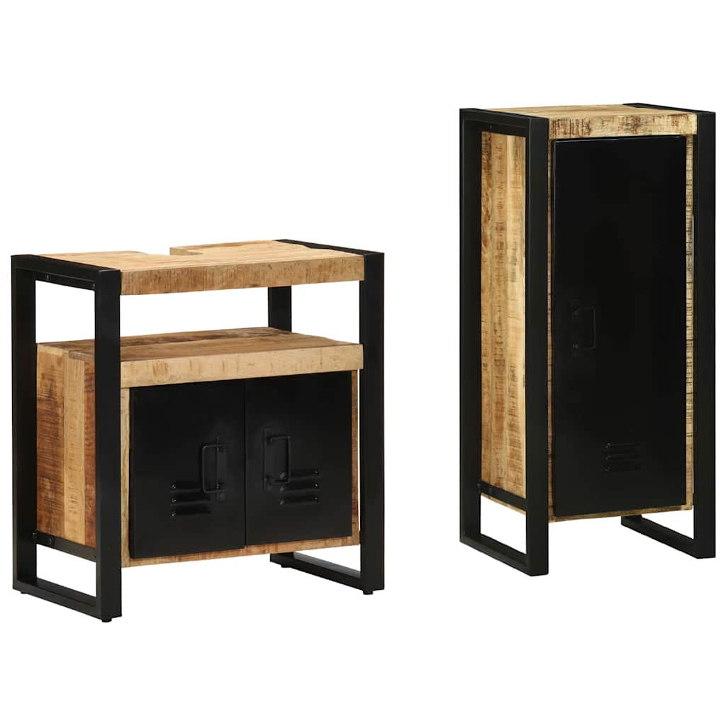 Ensemble de mobilier de salle de bain 2 pièces Marron et Noir