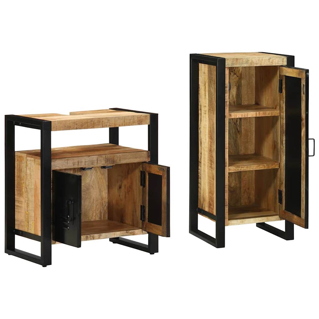 Ensemble de mobilier de salle de bain 2 pièces Marron et Noir