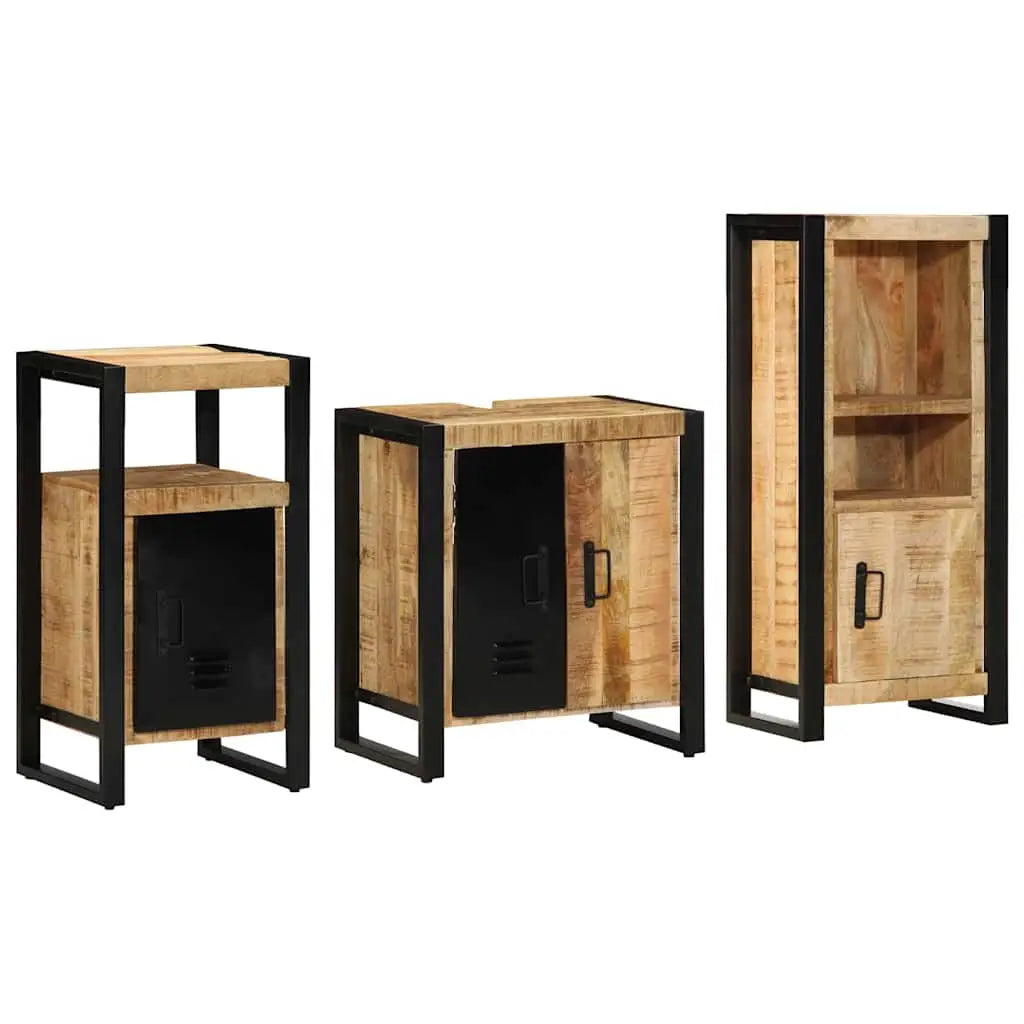 Ensemble de mobilier de salle de bain 3 pièces Marron et Noir - XIOS