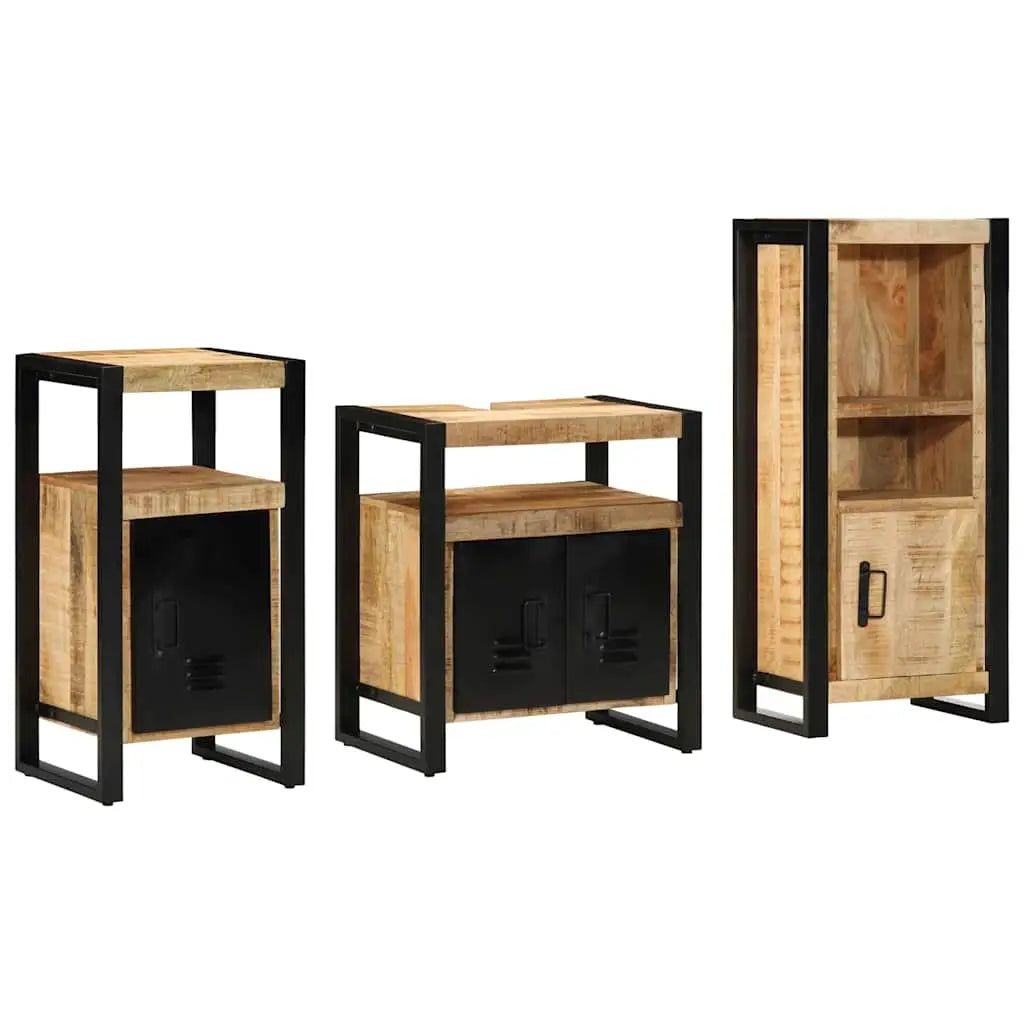 Ensemble de mobilier de salle de bain 3 pièces Marron et Noir - XIOS