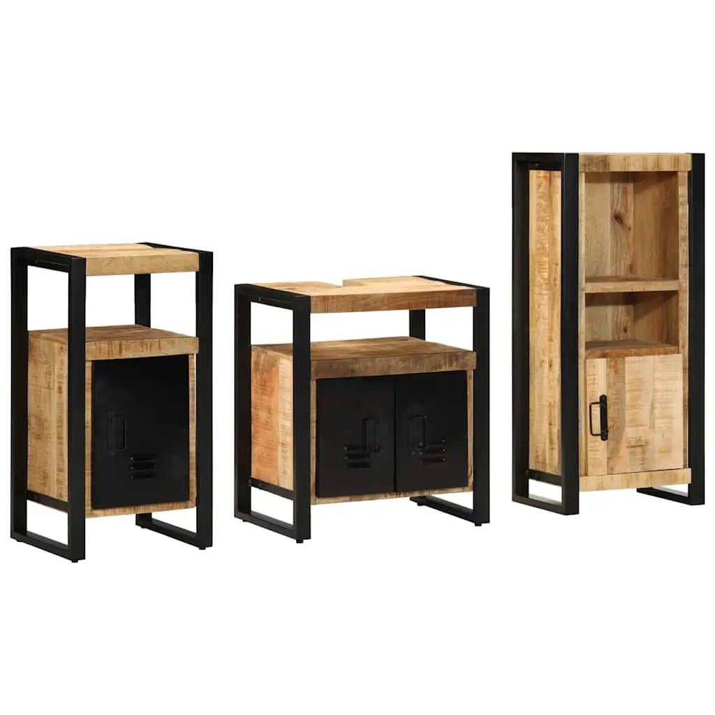 Ensemble de mobilier de salle de bain 3 pièces Marron et Noir - XIOS