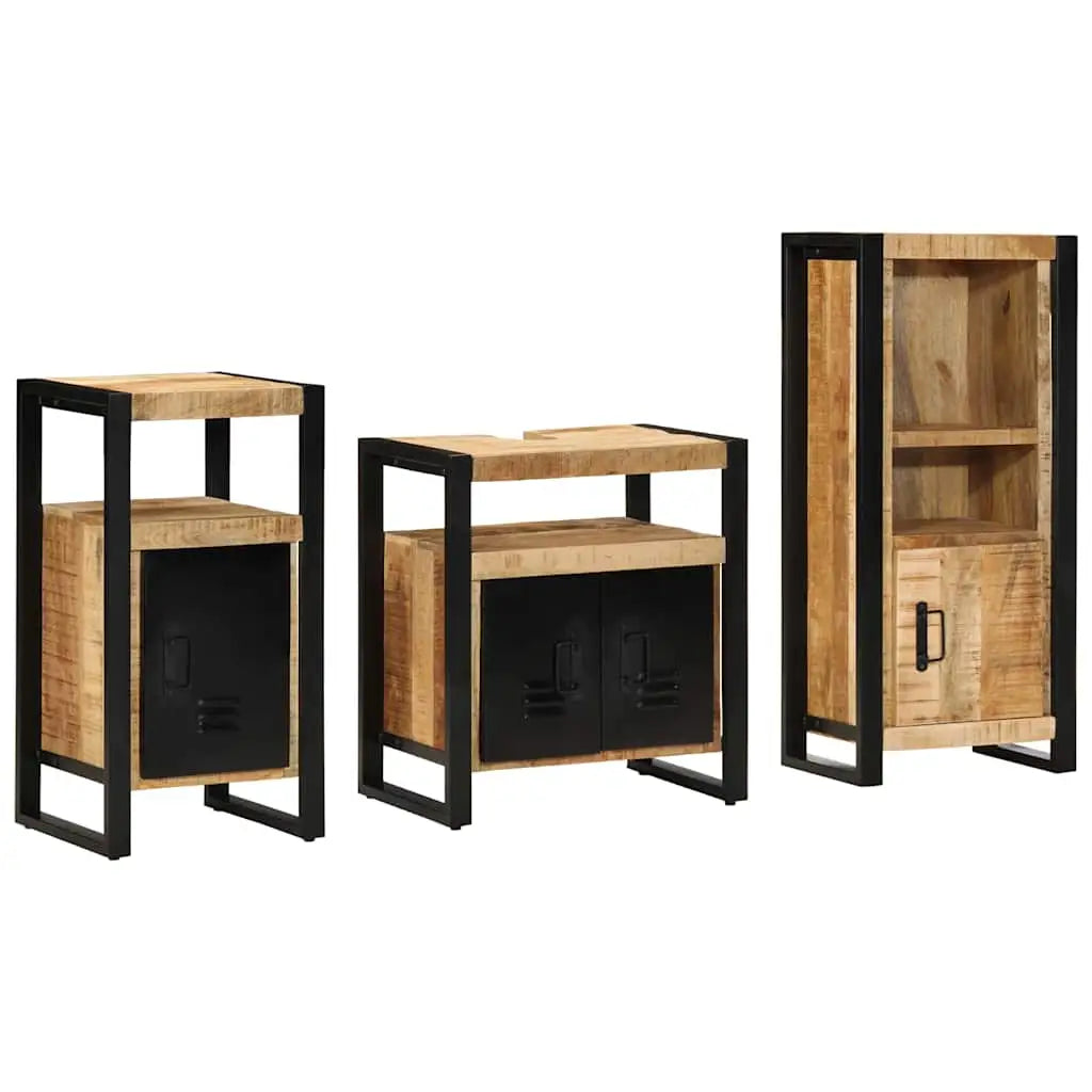 Ensemble de mobilier de salle de bain 3 pièces Marron et Noir - XIOS