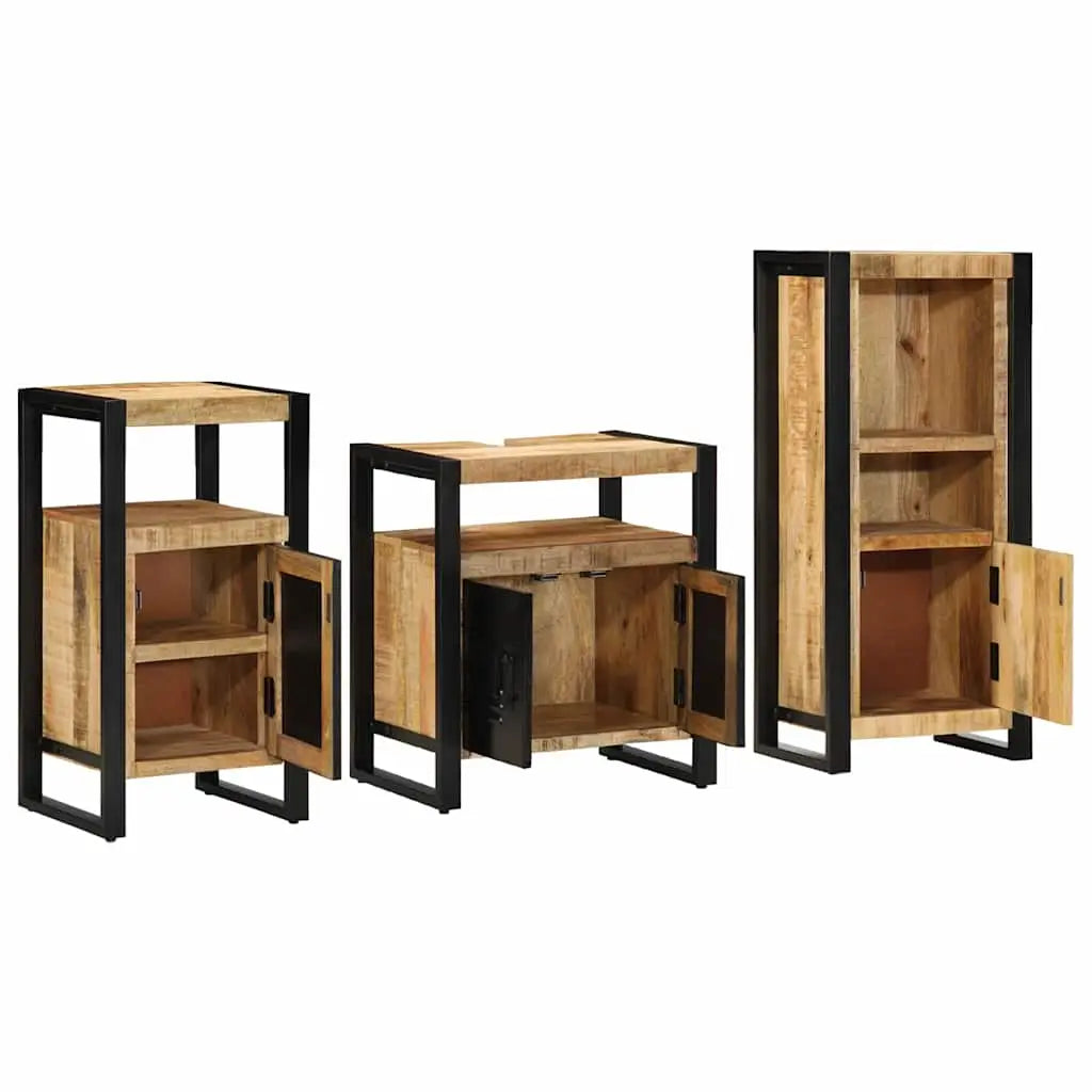 Ensemble de mobilier de salle de bain 3 pièces Marron et Noir - XIOS