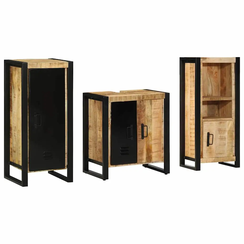 Ensemble de mobilier de salle de bain 3 pièces Marron et Noir - XIOS