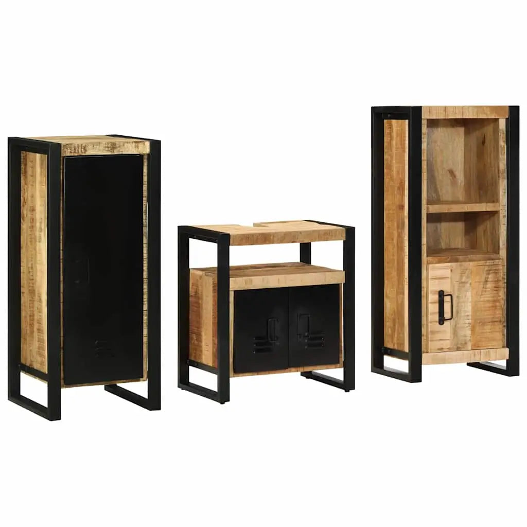 Ensemble de mobilier de salle de bain 3 pièces Marron et Noir - XIOS