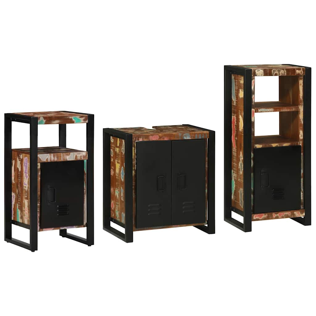 Ensemble de mobilier de salle de bain 3 pc Multicolore et noir