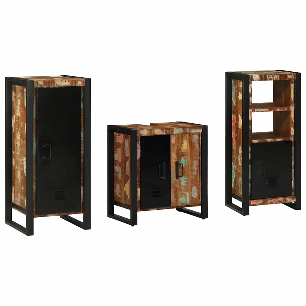 Ensemble de mobilier de salle de bain 3 pc Multicolore et noir