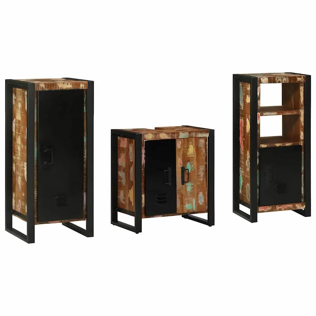 Ensemble de mobilier de salle de bain 3 pc Multicolore et noir - XIOS