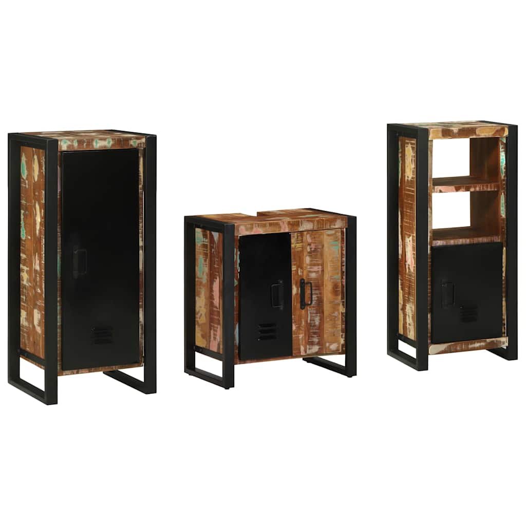 Ensemble de mobilier de salle de bain 3 pc Multicolore et noir