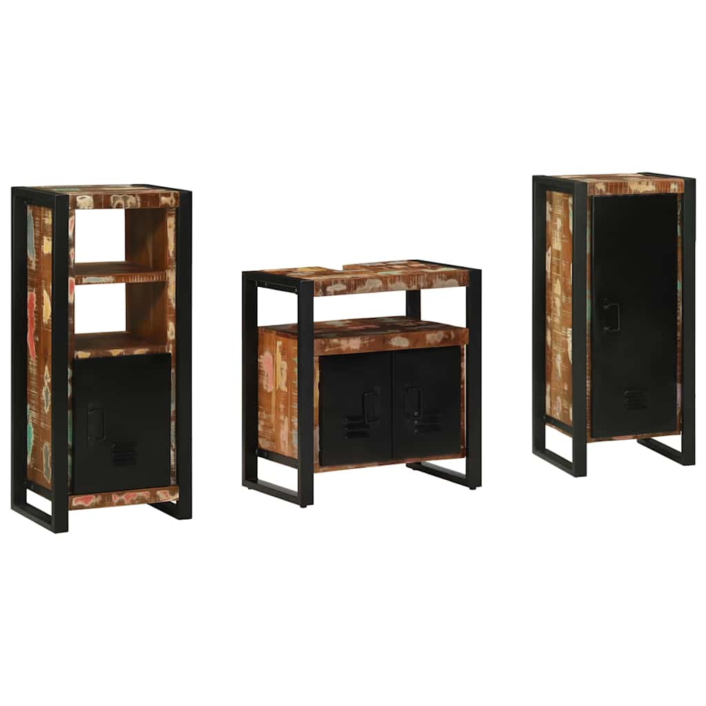 Ensemble de mobilier de salle de bain 3 pc Multicolore et noir