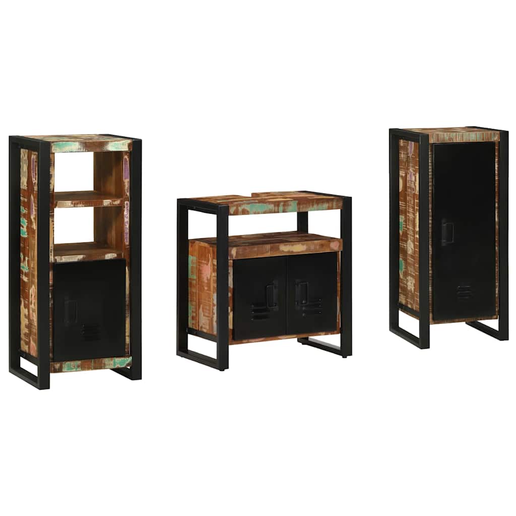 Ensemble de mobilier de salle de bain 3 pc Multicolore et noir