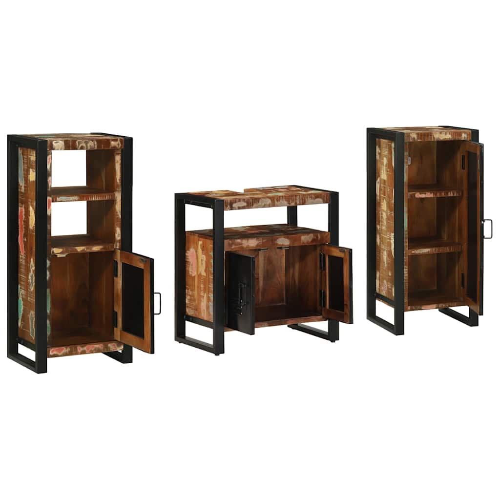 Ensemble de mobilier de salle de bain 3 pc Multicolore et noir