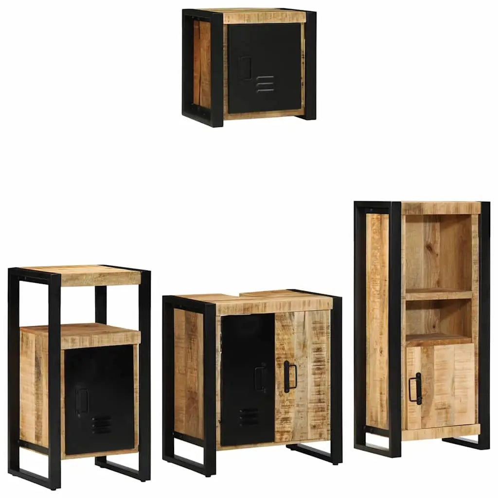 Ensemble de mobilier de salle de bain 4 pc Marron et Noir - XIOS