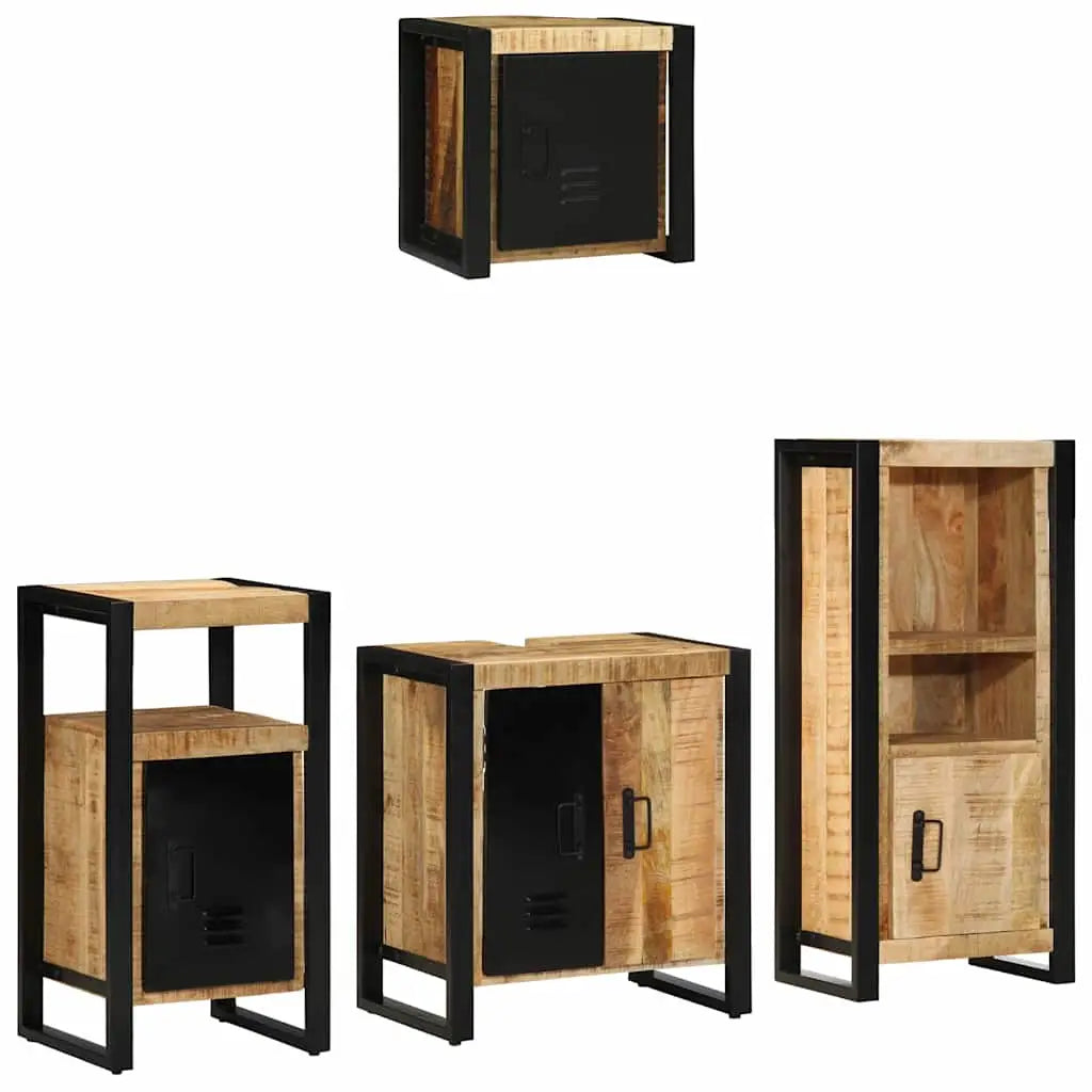 Ensemble de mobilier de salle de bain 4 pc Marron et Noir - XIOS