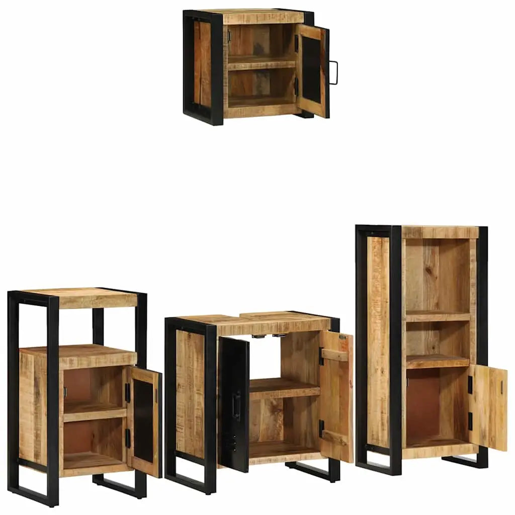 Ensemble de mobilier de salle de bain 4 pc Marron et Noir - XIOS