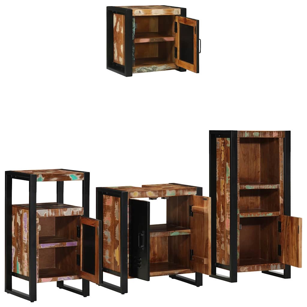 Ensemble de mobilier de salle de bain 4 pc Multicolore et noir