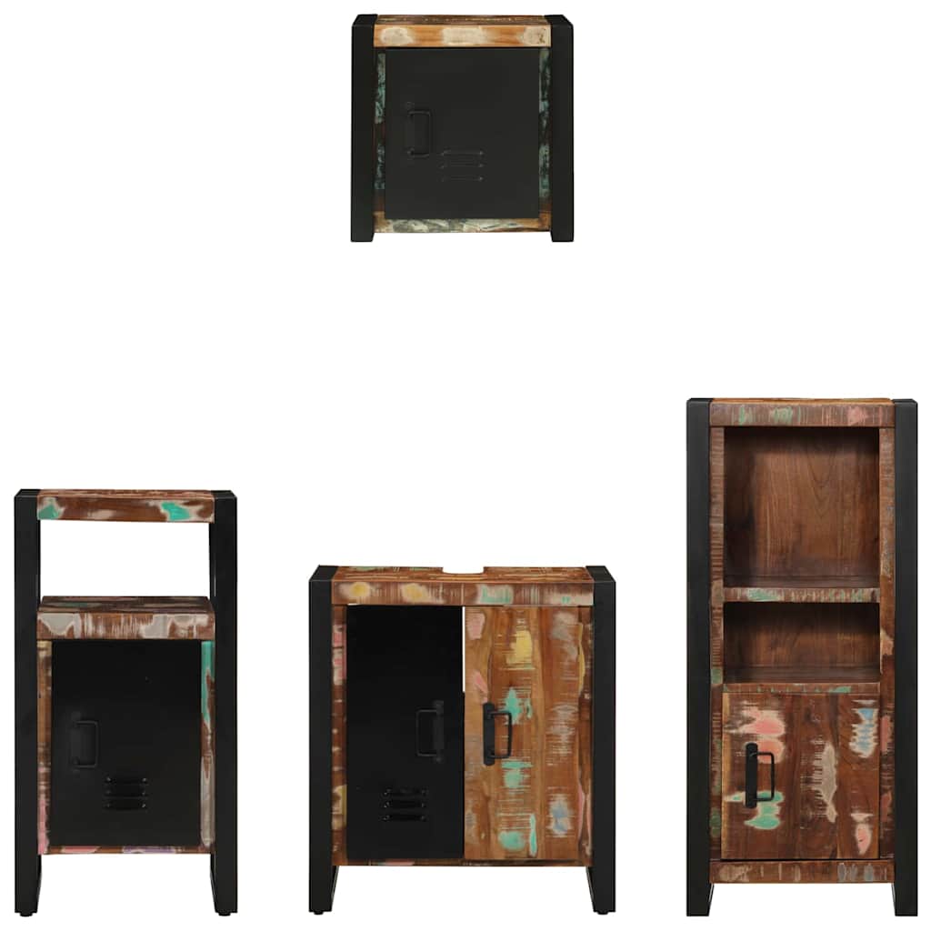 Ensemble de mobilier de salle de bain 4 pc Multicolore et noir