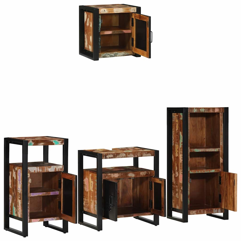 Ensemble de mobilier de salle de bain 4 pc Multicolore et noir