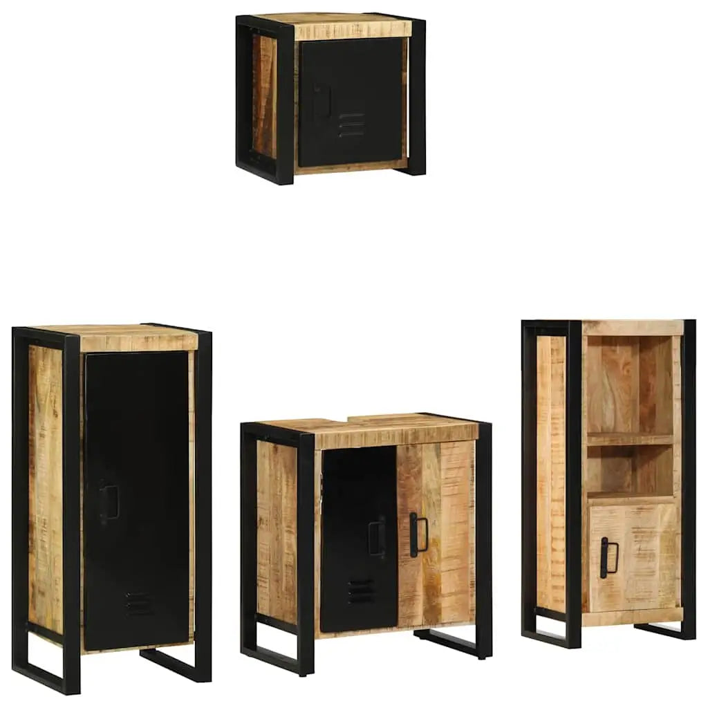 Ensemble de mobilier de salle de bain 4 pc Marron et Noir - XIOS