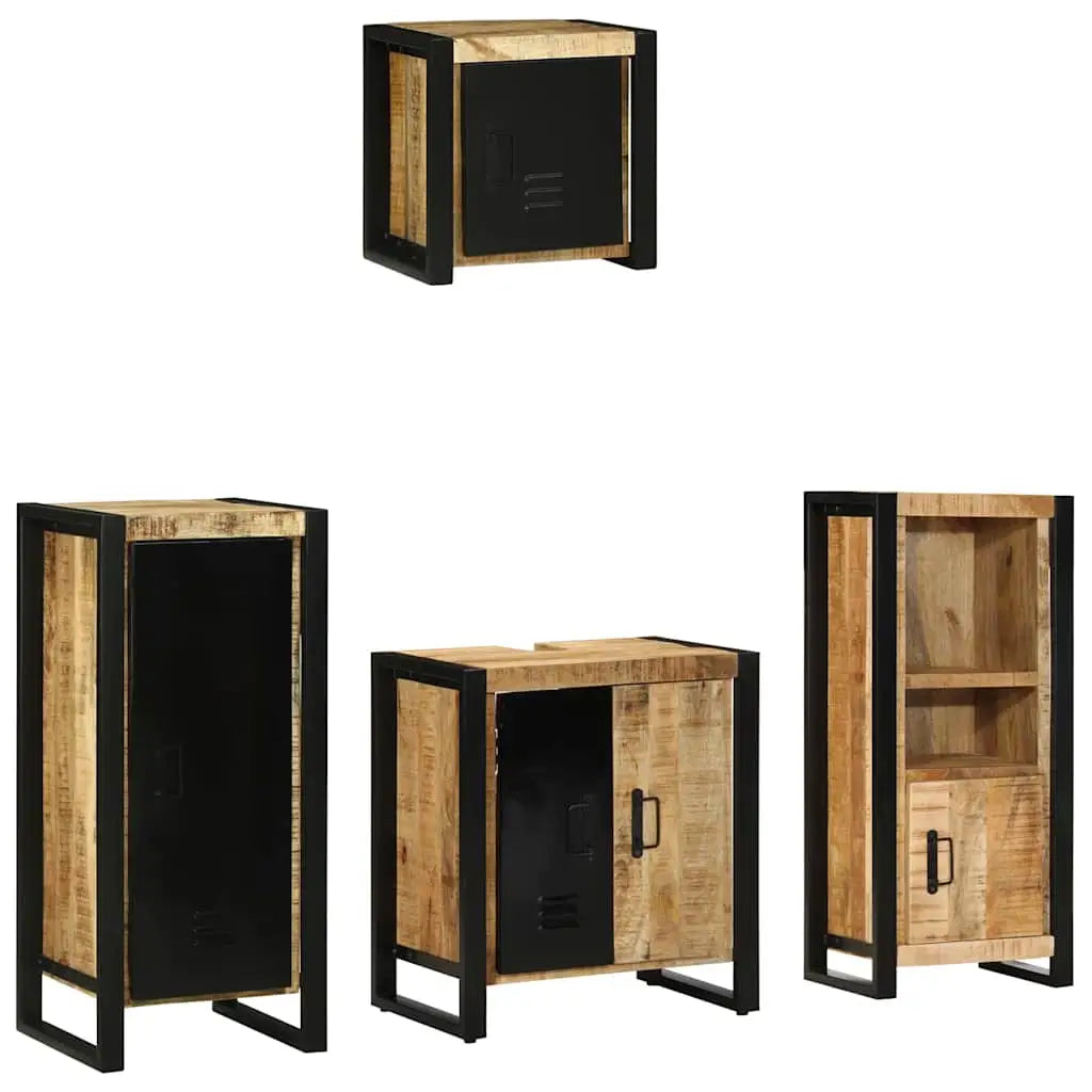 Ensemble de mobilier de salle de bain 4 pc Marron et Noir - XIOS