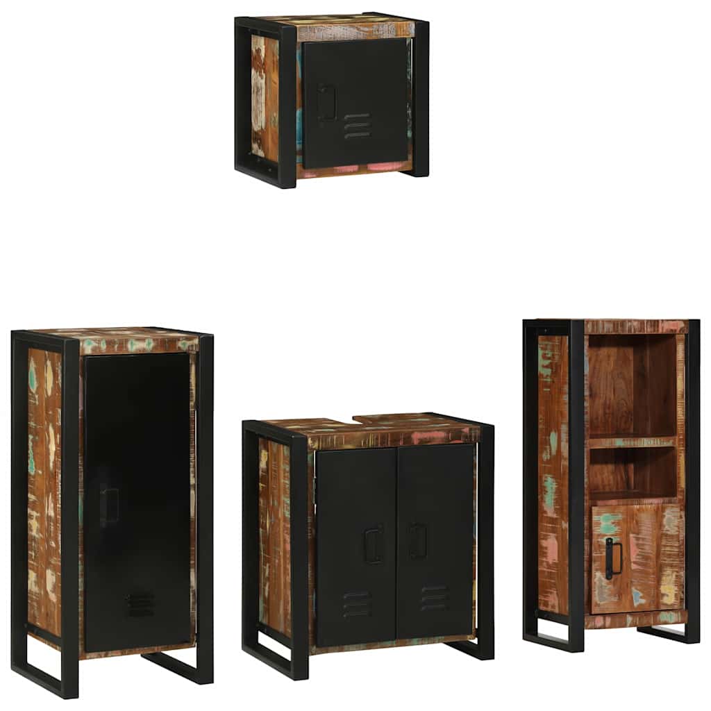Ensemble de mobilier de salle de bain 4 pc Multicolore et noir