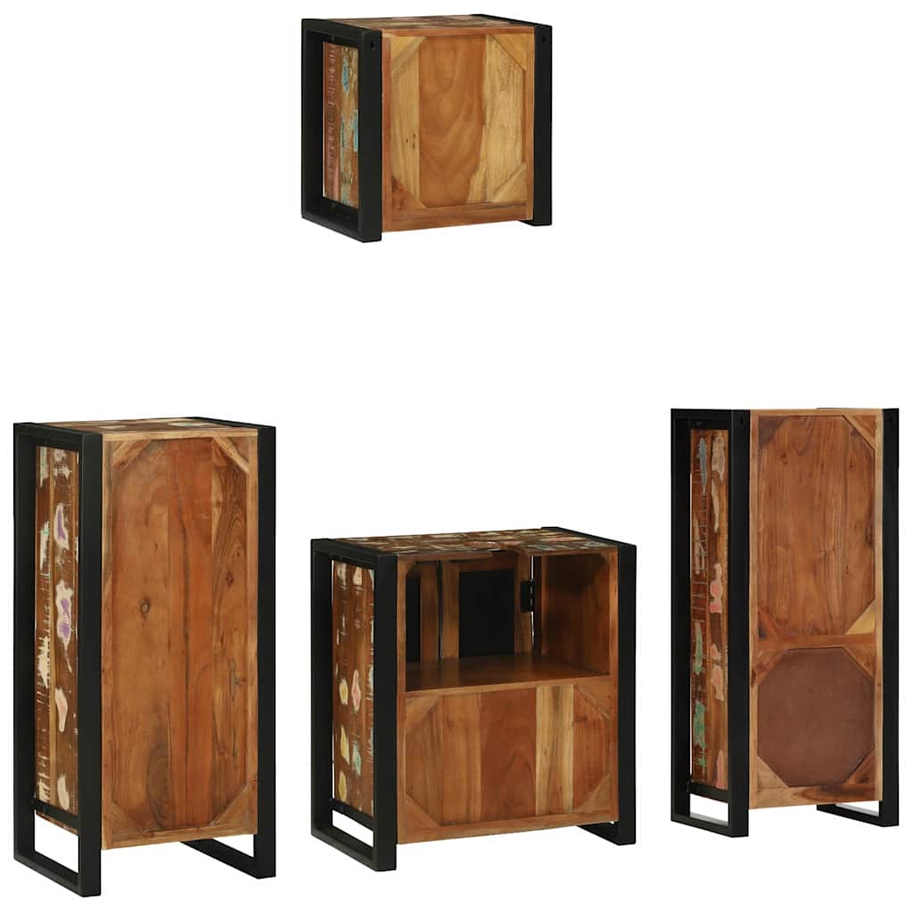 Ensemble de mobilier de salle de bain 4 pc Multicolore et noir