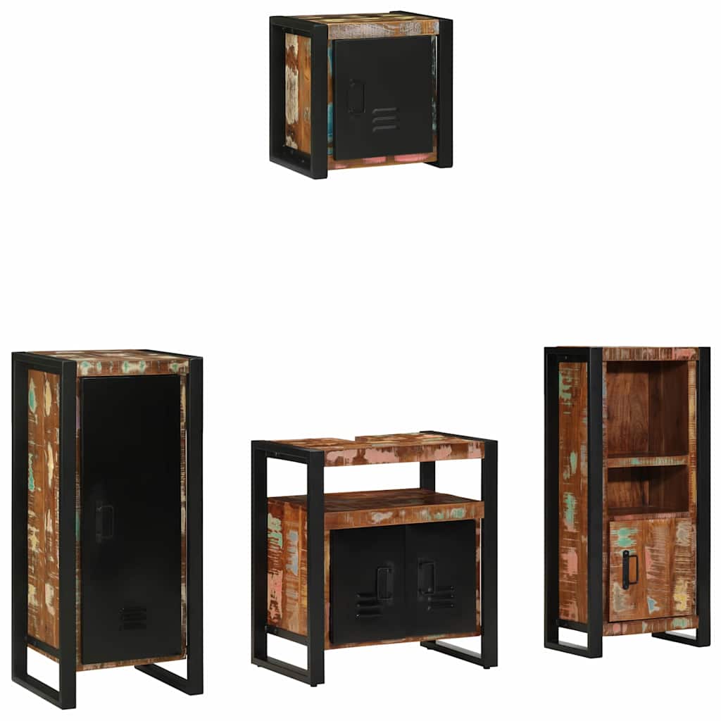 Ensemble de mobilier de salle de bain 4 pc Multicolore et noir