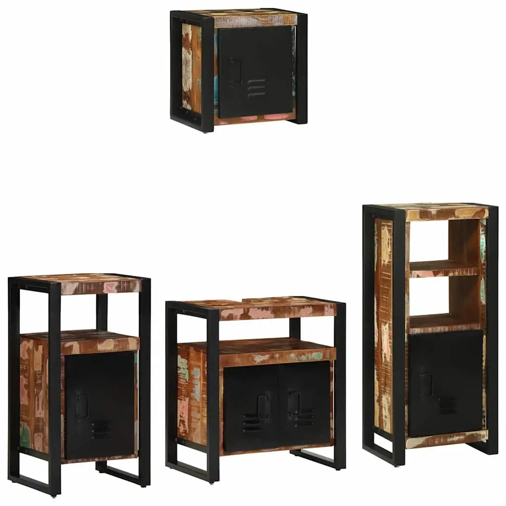Ensemble de mobilier de salle de bain 4 pc Multicolore et noir - XIOS