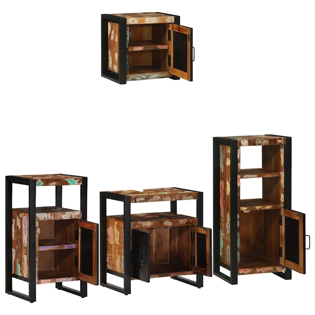 Ensemble de mobilier de salle de bain 4 pc Multicolore et noir