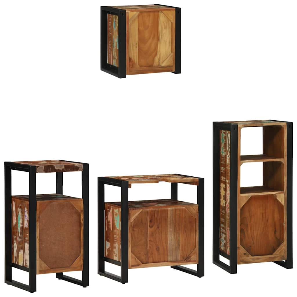 Ensemble de mobilier de salle de bain 4 pc Multicolore et noir