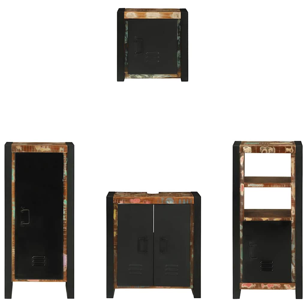 Ensemble de mobilier de salle de bain 4 pc Multicolore et noir