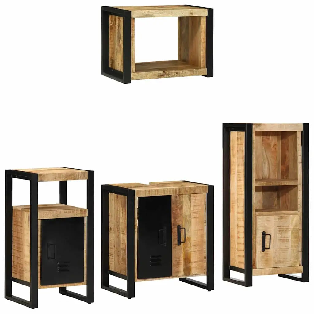 Ensemble de mobilier de salle de bain 4 pc Marron et Noir - XIOS