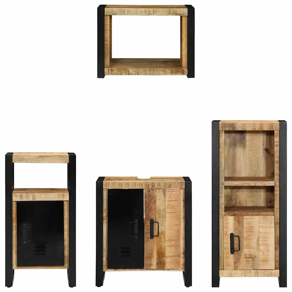 Ensemble de mobilier de salle de bain 4 pc Marron et Noir - XIOS