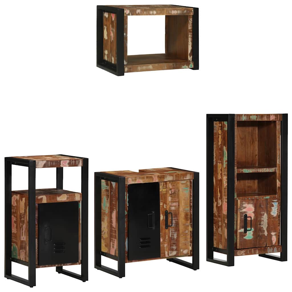 Ensemble de mobilier de salle de bain 4 pc Multicolore et noir