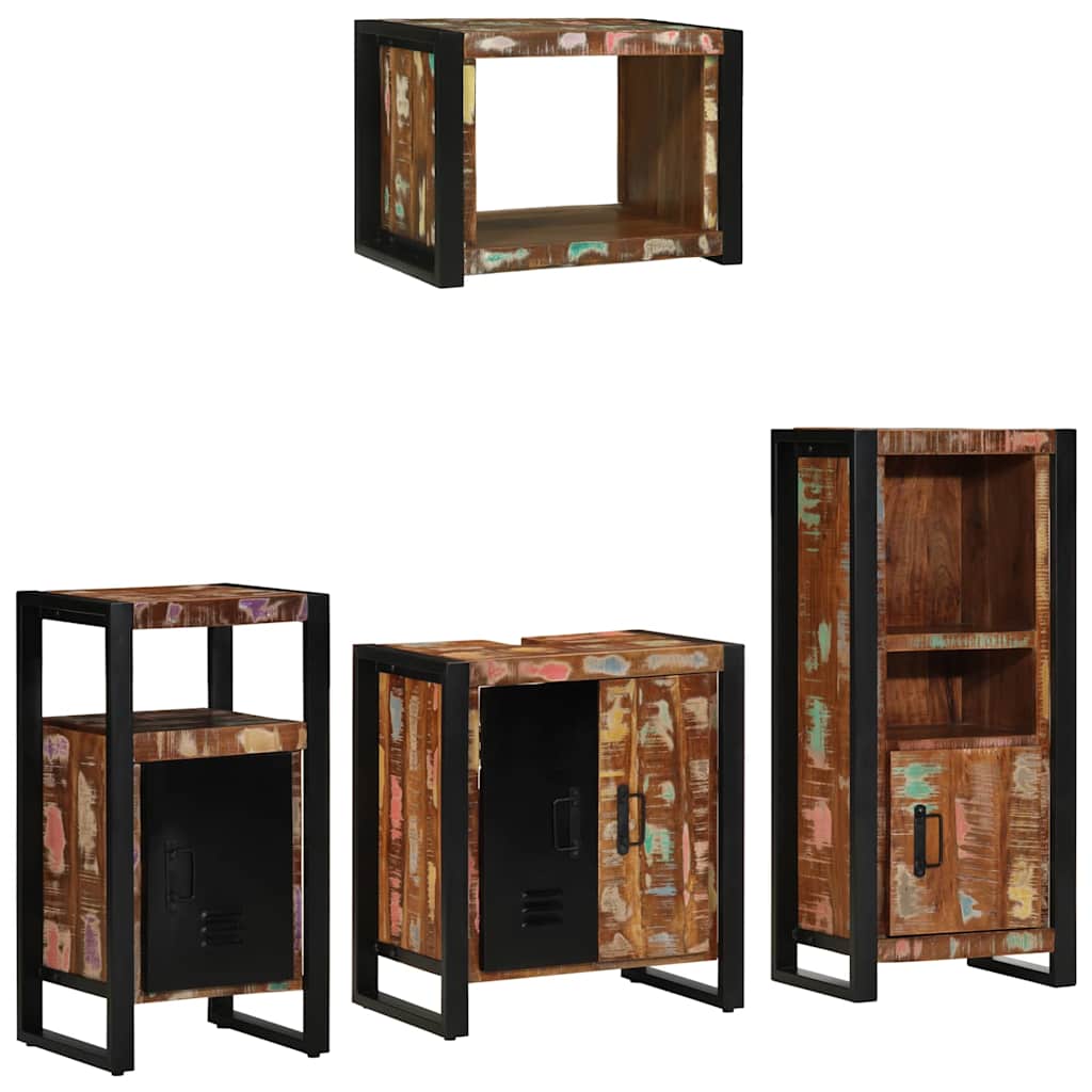 Ensemble de mobilier de salle de bain 4 pc Multicolore et noir
