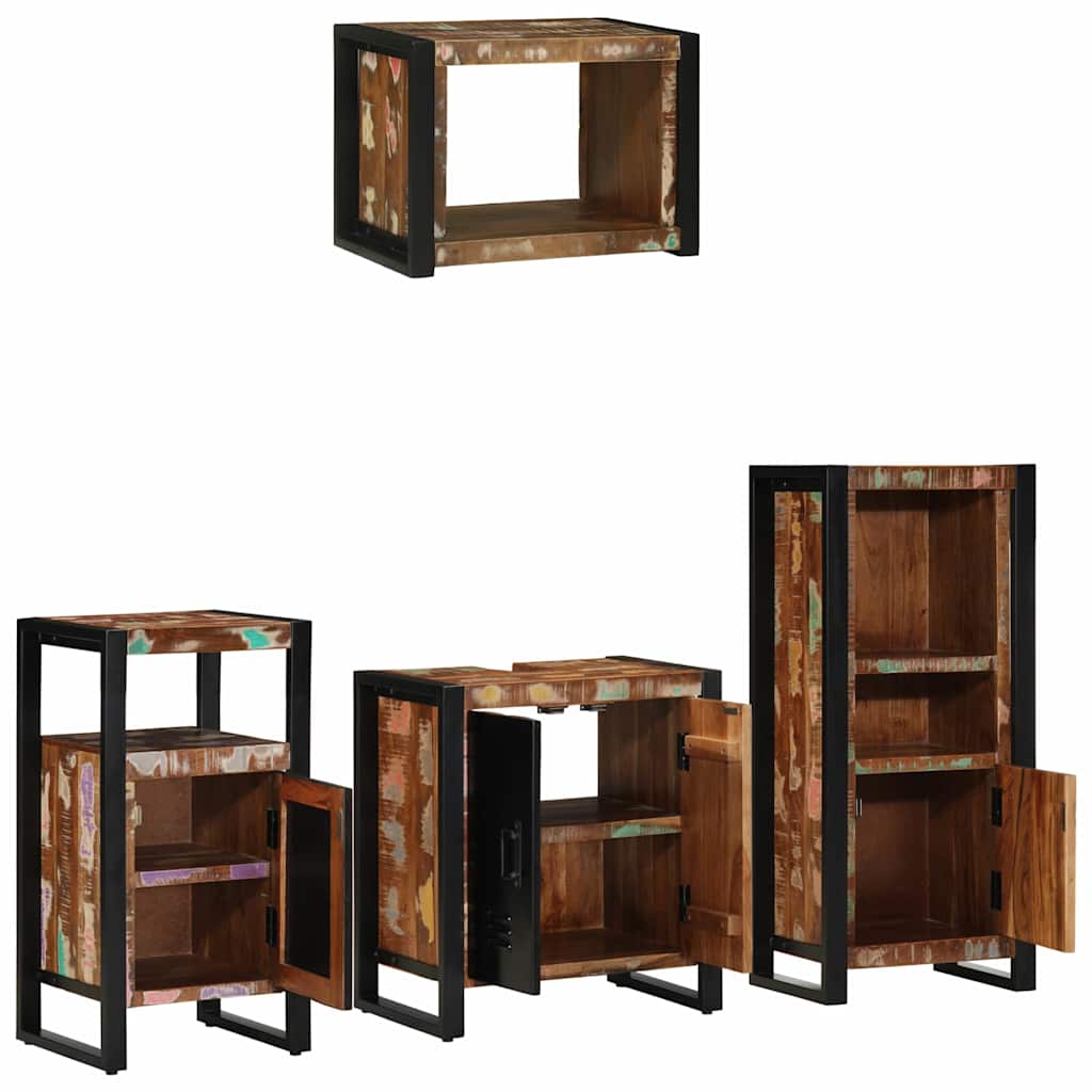 Ensemble de mobilier de salle de bain 4 pc Multicolore et noir