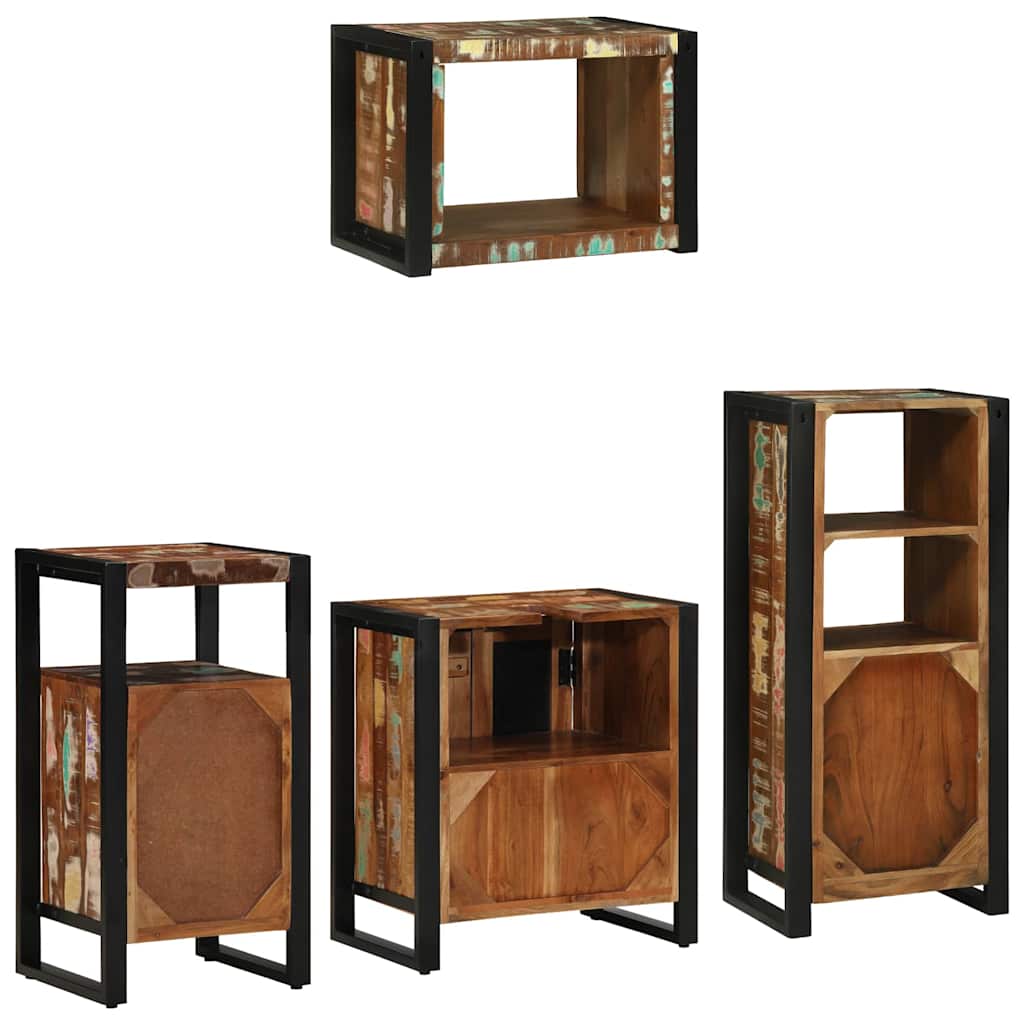Ensemble de mobilier de salle de bain 4 pc Multicolore et noir