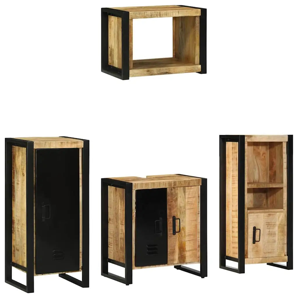 Ensemble de mobilier de salle de bain 4 pièces Marron et Noir - XIOS